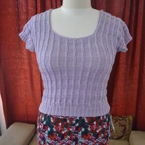 Vintage Hand Knit waist length Sweater.  Lavender